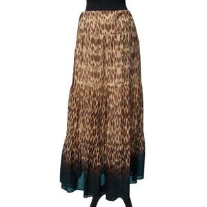 Cache Silk Animal Evening Day Skirt Boho Hippie Lined Drawstring New $138 NWT